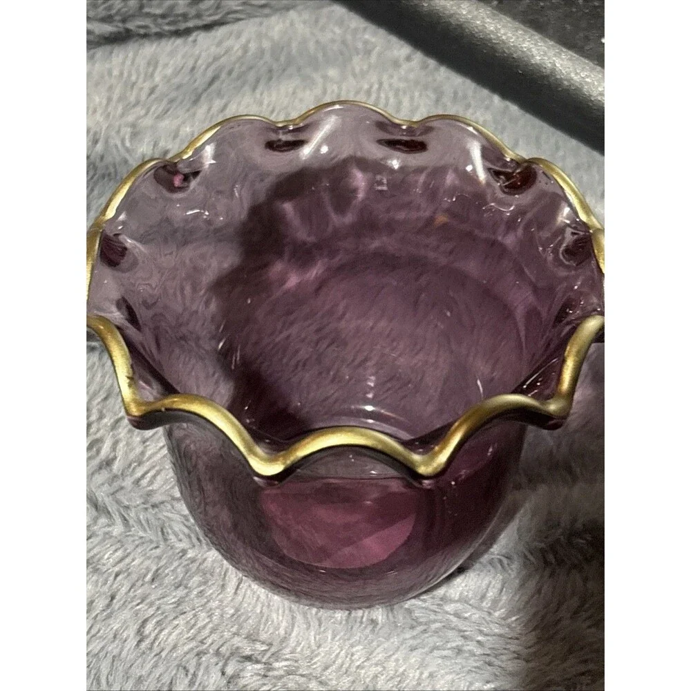Lot 2 Ashland Glass Prairie Candle Holders Spring Fall Decor Purple Green New
